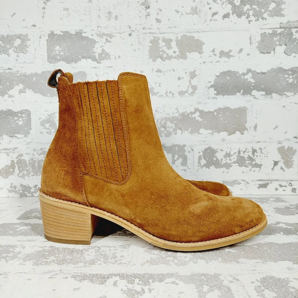 NEW Paul Green Women’s Sante Tan Suede Leather Side Zip Ankle Bootie B525 - Picture 4 of 11